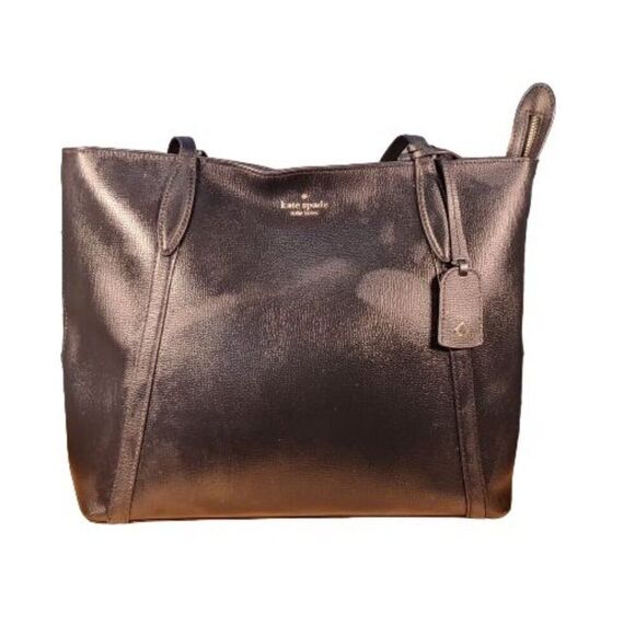 Kate Spade New York‎ S338 Shoulder Bag Black Leather Designer Workwear - Picture 1 of 8